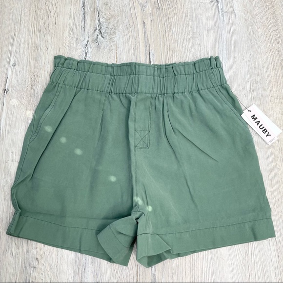 Mauby Paperbag Waist Green Shorts Sz Medium - Picture 9 of 11